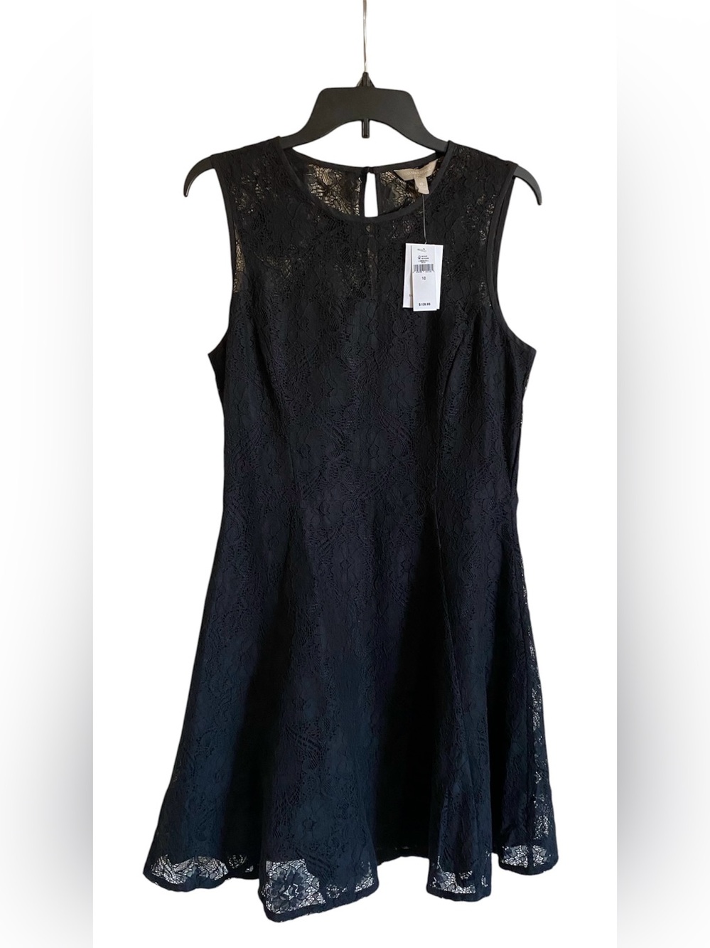 Women’s BANANA REPUBLIC Black Lace Sleeveless Keyohole Back Dress 10 NWT $110